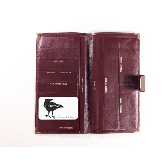 Vintage Burgundy Leather Travel Wallet: Bifold Organizer, Card Holder - Picture 2 of 10